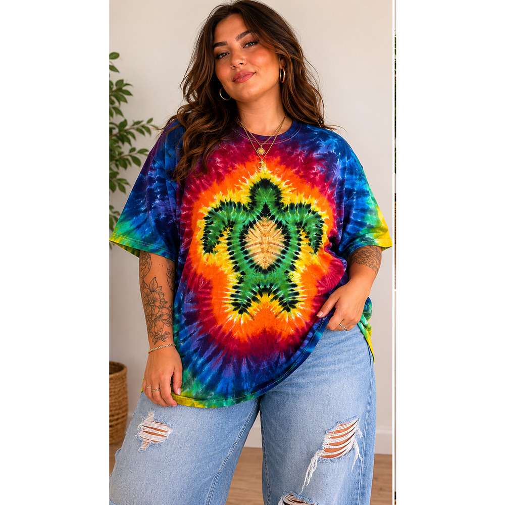 Jammin Dyed Turtle Tie Dye T-Shirt 3XL Rainbow Psychedelic Tee USA